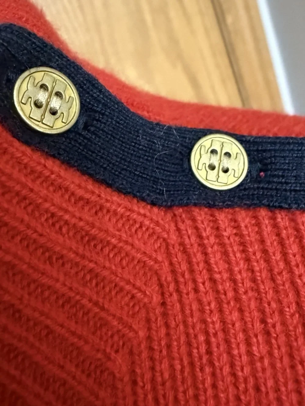 Tory Burch Sardy Red Sweater Dress Women Size L Merino Wool Stripe Mock Neck NWT